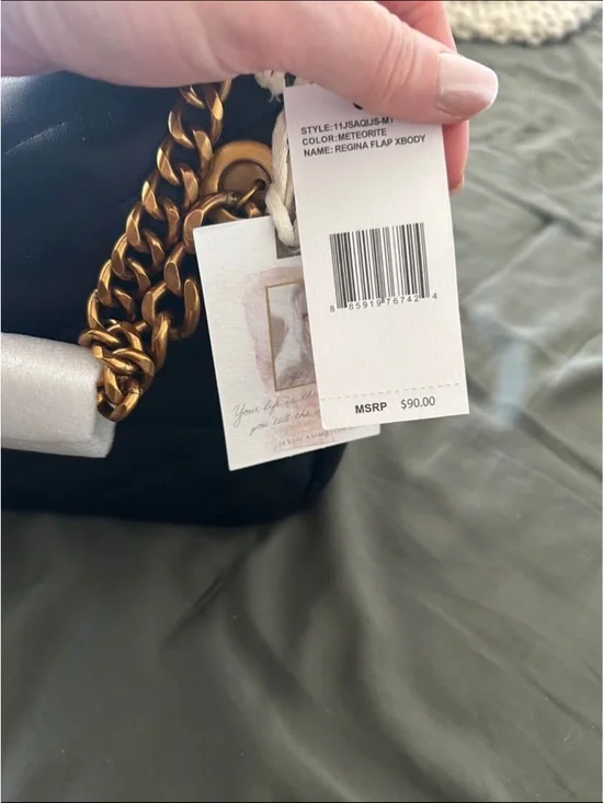 Jessica Simpson Regina Black crossbody Bag with Gold Chain - Picture 3 of 3